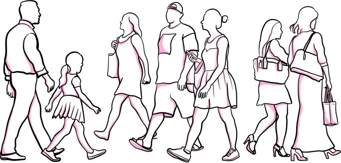 Illustration of a crowd of people exhibiting behavior