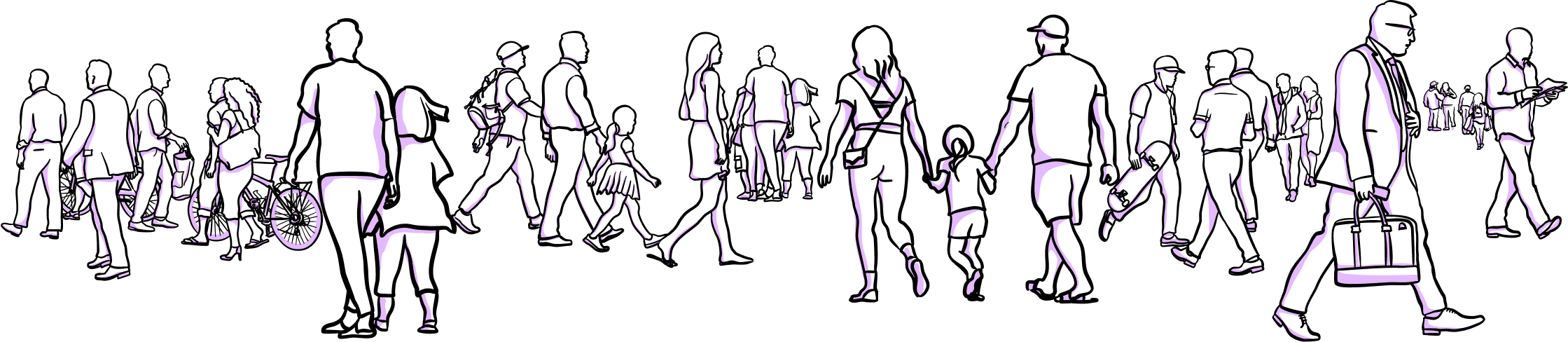 Illustration of a group of people standing, exhibiting behavior
