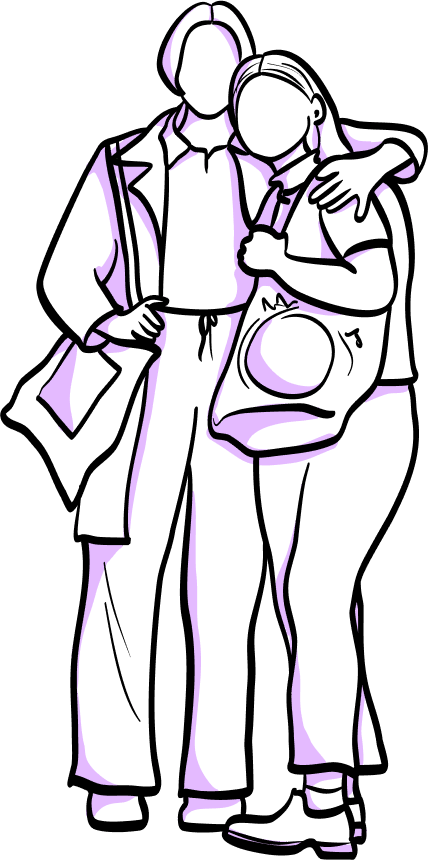 Illustration of two people standing, exhibiting behavior